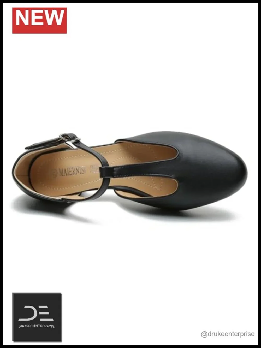 T-Strap Mary Jane Pumps with Low Block Heel, Closed Toe, Buckle Ankle Strap